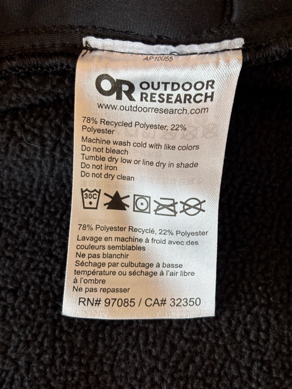 Outdoor Research Men's Full-Zip Fleece Jacket - Black 010 - Picture 5 of 5